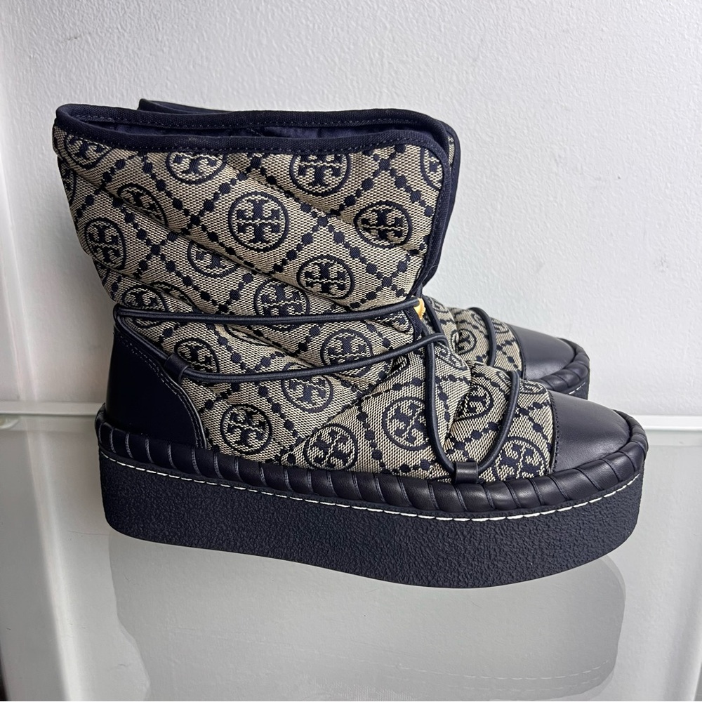 Tory Burch T-Monogram Canvas & Leather Sleeping Bag Boot
